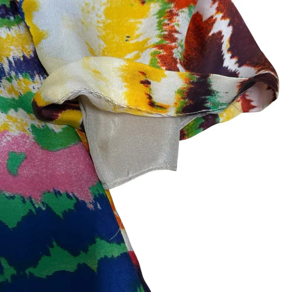 Halston Heritage Resort Vacation Silk Romper 2 Abstract Stripe Smocked Colorful‎